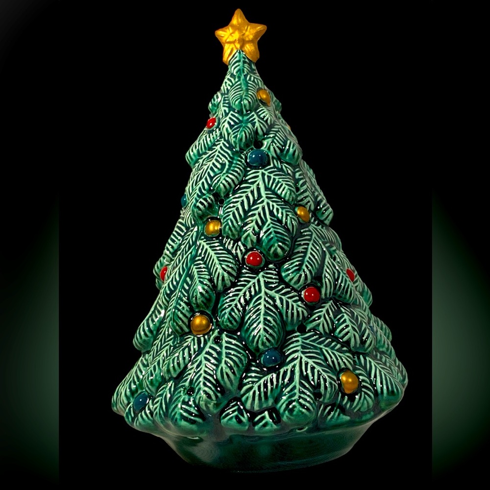 Ceramic Christmas Tree Pomander with Multicolor glass Ornaments